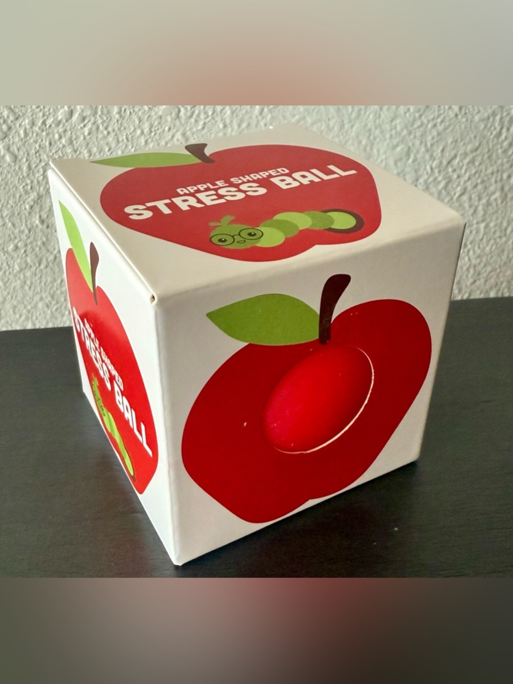 Teacher Gift, Red Apple Silicone Stress Ball with Green Stem